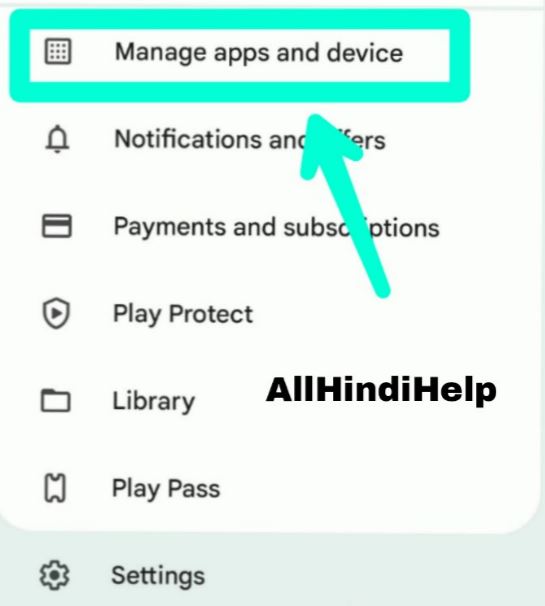 tap on manage apps and device